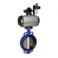 Pneumatic butterfly valve wafer ends double single acting actuator