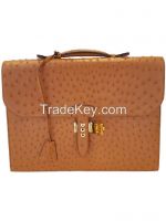 Ostrich Embossed Leather Satchel