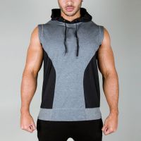 custom men's fashion sleeveless hoodies design