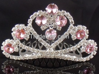 The hair bright pink crystal , The princess  hair bands wedding jewelry accessories manufacturers