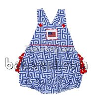 Cute US flag girl smocked bubble - DR 2100