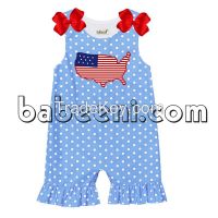 Applique US flag girl bubble for Independence Day - DR 2098