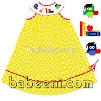 Cute school supplies smocked bishop dress - DR 1965