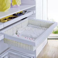 Soft close wardrobe rattan-like basket