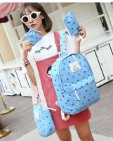 2016Korean style of canvas backpack 4pcs in one set fashion school bag