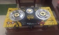 3 Cap India Gas Stove With Copper Burner Glass Top