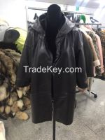 leather hood coat for woman