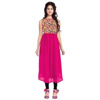 digital pink anarkali Crepe + georgette fabrics kurti for women and girl