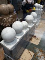Natural Stone White Marble Balustrade Stone Ball, Pillar Cap for Stone Baluster
