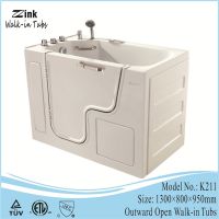 2016 Foshan ZINK safety outward swing portable walk in bathtub for old people and disabled people