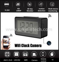 Wifi alarm desk clock spy hidden camera with night vision