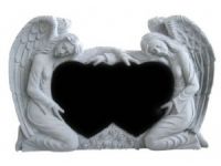 Double Heart Double Angels Tombstone In Black Color