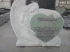 Single Angel With Heart Headstone In China White Marble
