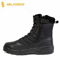 Cow Leather Black Europe Military Police Boots For Army