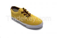 Good quality yellow lace-up vulcanized canvas shoes