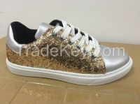 Top quality silver Sequin lace-up women injection shoes