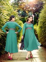 Incredible A-line Kurti Style in Green Color