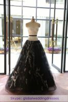 Lace Ivory Strapless A-line Floor-length Wedding Dress Fine-netting black prom dres WD1506-003