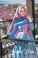 Muslima Wear Silver Blue French Chiffon Dress