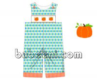 Pumpkins hand smocked longall for boys - BB720