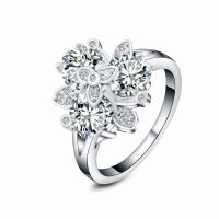Charm silver jewelry ladies cz zircon flower design finger rings