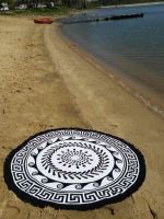 100% Velour Round Beach Towel with Tassels