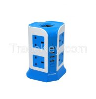 230V tower UK socket, electrical switch socket with USB extension sock