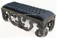 Carving Stool / Ottoman for Bedroom - Elegant Antique Sofa - Stool with Leather Seat