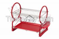 Space saver 2-Tier Iron Dish Rack System, Red           A perfect space-saver