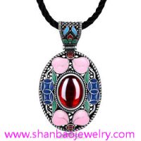 Silver Plated Costume Fashion Jewelry China Style Corumdum Gemstone Women Woman Ladies Party Necklaces