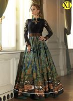 Black Bhagalpuri Digital Print Designer Gown |R-111
