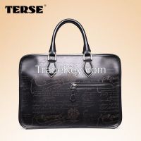 Briefcase Genuine Leather Calligraphy Mens Business Bag Laptop Bag Oem