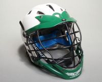 Cascade Lacrosse Green And White Protective Helmet Black Face 