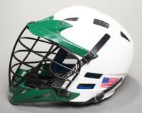 Cascade Lacrosse Green And White Protective Helmet Black Face 