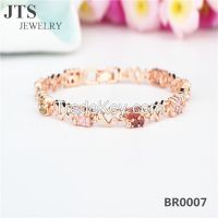 JTS Colorful CZ 18K Rose Gold Plated Copper Bracelets Bangles Jewelry