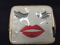 eyelash lip cosmetic wash bag, embroidered makeup bag