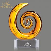 Arabic Spiral Crystal Craft Wholesale Hand Blown Glass Ornaments as Modern Home Decor