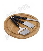 PP-handle cheese knife&soatula with bamboo chopping board(4 pieces)