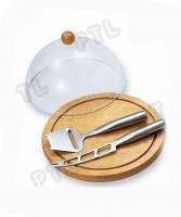 stainless steel cheese knife&spatula with wooden chopping board and trasparent acrylic cover(4 pieces) 