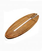 long S/S bread knife with oval cutting board 