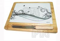 stainless steel cheese knife with lovely ceramic cutting board(3 pieces)