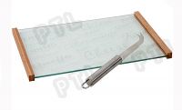 hollow-handled cheese knife with long glass chopping board(2 pieces)