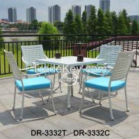 Garden patio aluminum white restaurant table and chairs