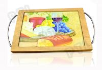 Tempered-glass chopping board with S/S handle