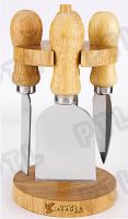 rubber wood cheese set With hanging stand(5 pieces)