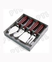 stainless steel cheese set with deluxe wooden handle(4 pieces)