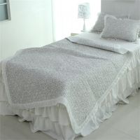 Slim summer quilt frilly flower bedding - Gray