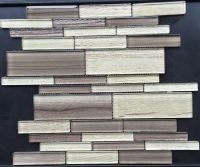 Long Strip Mixed 3d Glass Mosaic Tile For Diningroom Decoration