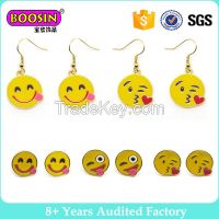 Fashion Happy Face Gold Plated Emoji Earring