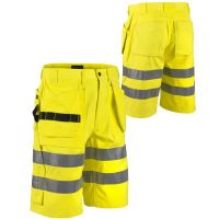 Bright Orange Reflective Tape Men Cargo Shorts Pants